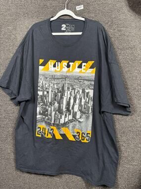 Hustle 24/7 365 Shirt Mens 5XL Black NYC Skyline Graphic Tee 2 Monkeys Urban